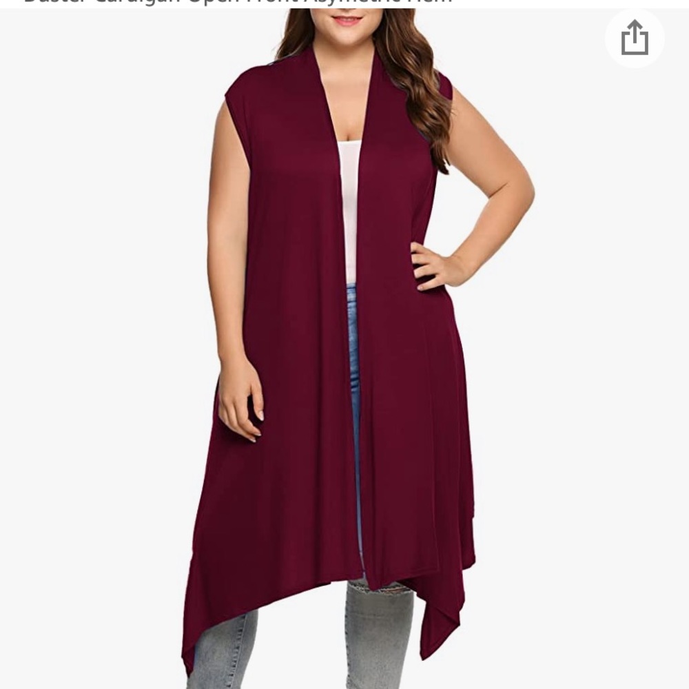 Involand Wine Red Sleeveless Cardigan Vest
